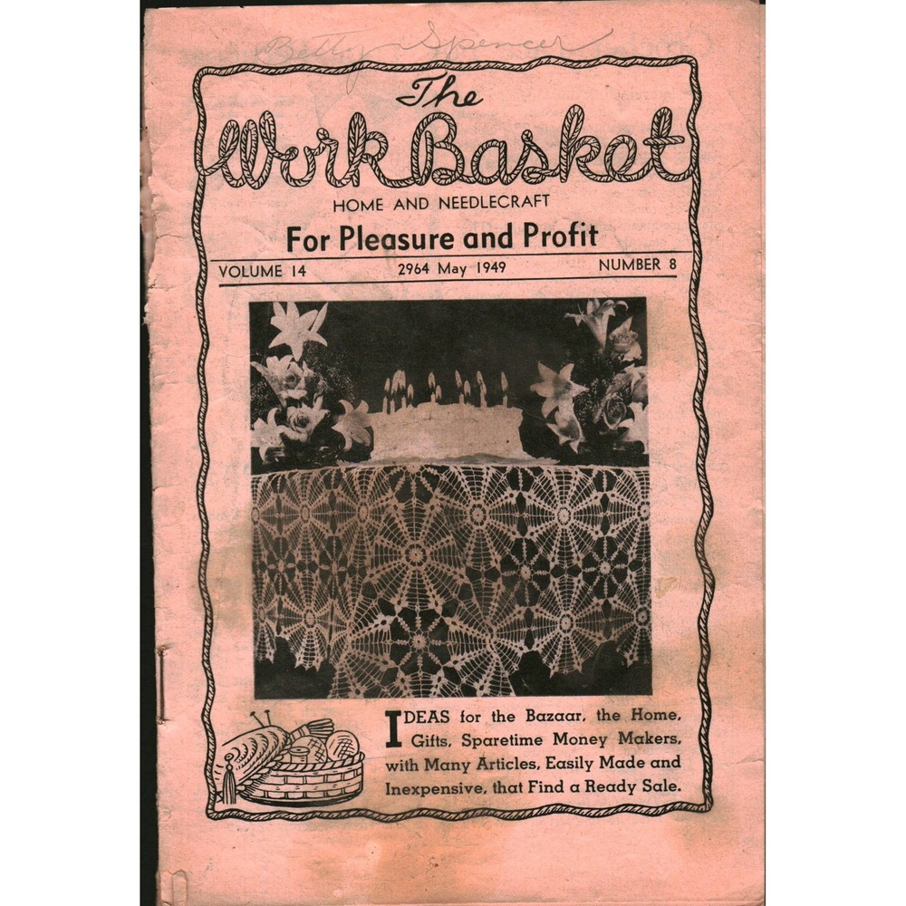 Vintage 1949 The WorkBasket Magazine Lot May Vol 14 Crochet Knitting Craft